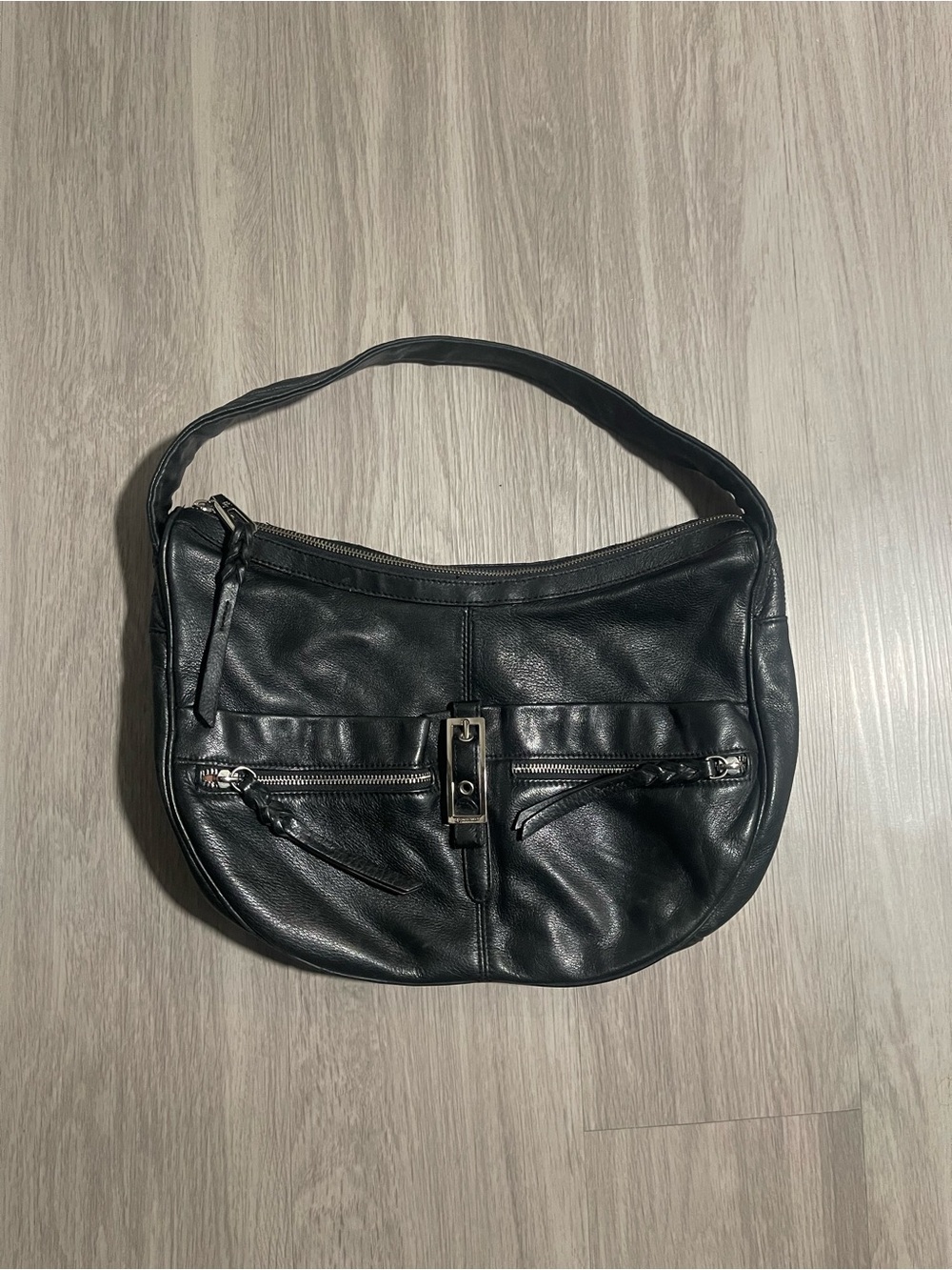 Black Leather Shoulder Bag - Classic Women's Hobo
